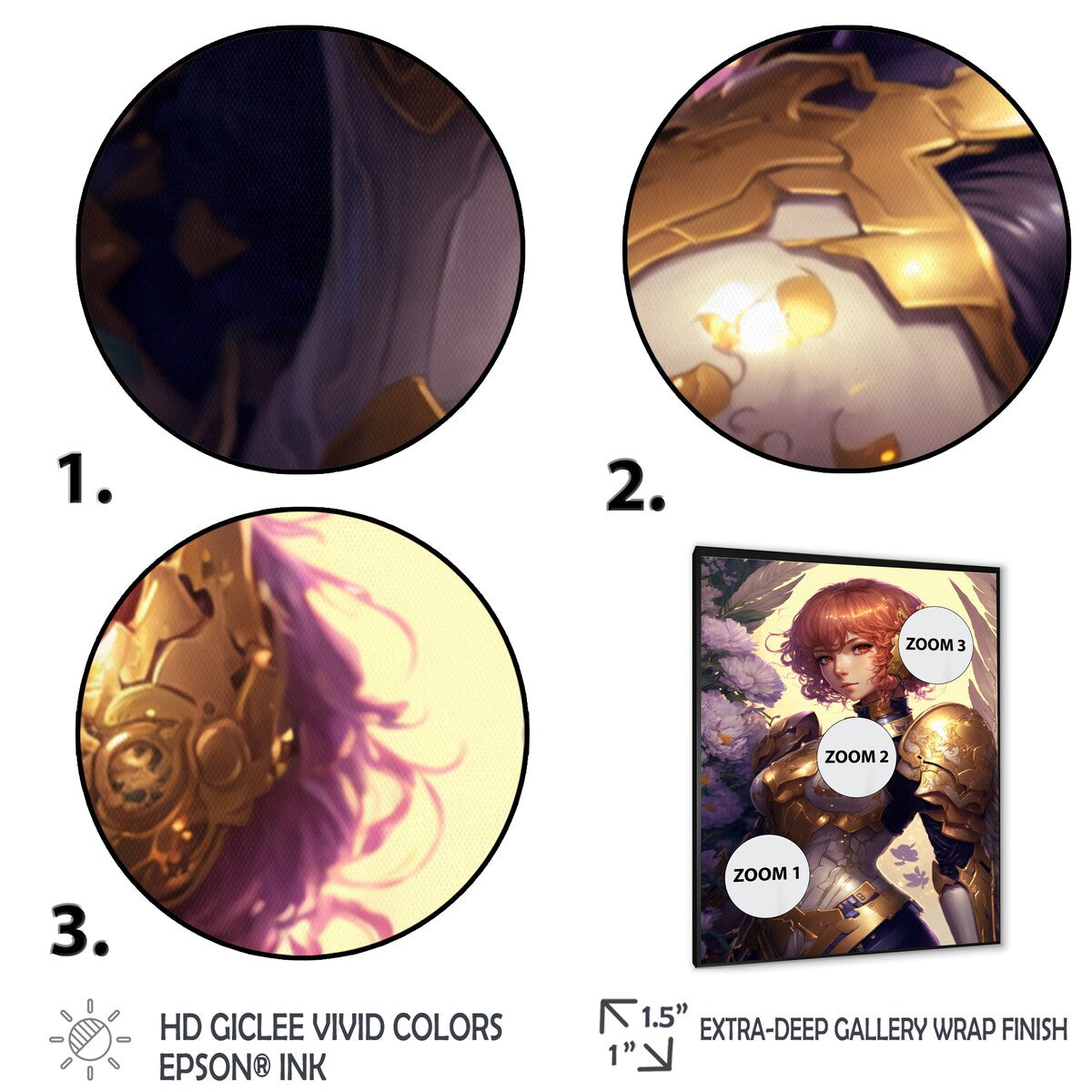 Designart "Blonde Anime Seiya With Wings And Armor IV" Woman Fantasy Framed Canvas Wall Art