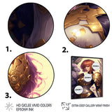 Designart "Blonde Anime Seiya With Wings And Armor IV" Woman Fantasy Framed Canvas Wall Art
