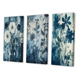 Designart "Blooming Anemones Flowers Blue Vintage Botanical" Flowers Blue - Printed Art Set Of 3 For Bedroom