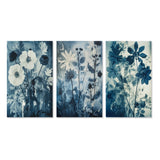 Designart "Blooming Anemones Flowers Blue Vintage Botanical" Flowers Blue - Printed Art Set Of 3 For Bedroom