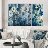 Designart "Blooming Anemones Flowers Blue Vintage Botanical" Flowers Blue - Printed Art Set Of 3 For Bedroom
