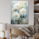 Designart "Blooming Mums In Beige And Blue I" Mums Wall Art