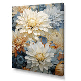 Designart "Blooming Mums Painting In Beige And Blue" Mums Wall Art