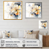 Designart "Blooms Blue And Beige Harmonious" Abstract Framed Canvas Art Print