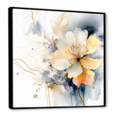 Designart "Blooms Blue And Beige Harmonious" Abstract Framed Canvas Art Print