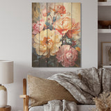 Designart "Blossoms Of Serenity Peonies I" Peonies Wood Wall Decor - Traditional Wood Panel On Natural Pine Wood