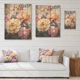 Designart "Blossoms Of Serenity Peonies I" Peonies Wood Wall Decor - Traditional Wood Panel On Natural Pine Wood