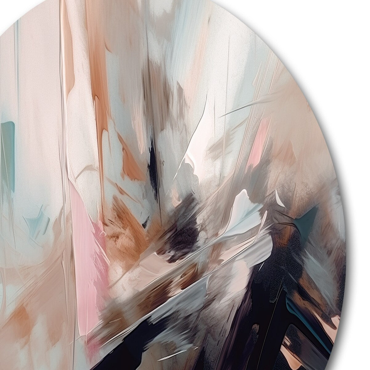 Designart "Blue And Cream Essence Of Modernity" Abstract Metal Round Wall Art