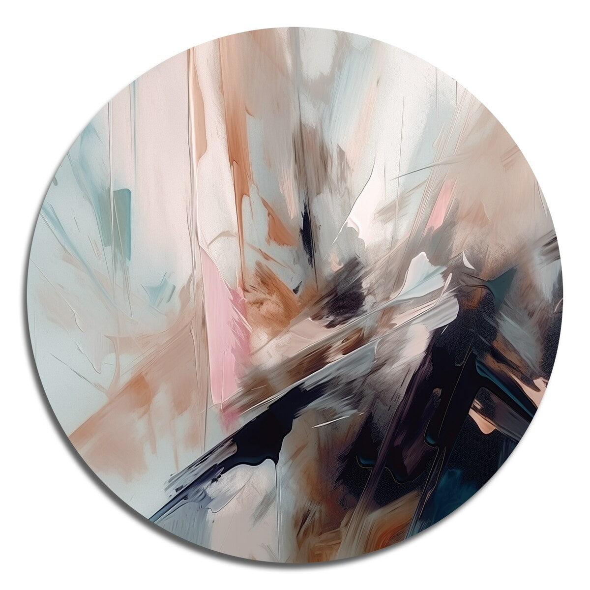 Designart "Blue And Cream Essence Of Modernity" Abstract Metal Round Wall Art
