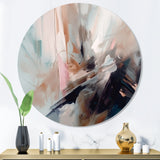 Designart "Blue And Cream Essence Of Modernity" Abstract Metal Round Wall Art