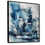 Designart "Blue And Cream Whimsical Clay Vase I" Boho Pottery Framed Canvas Art Print