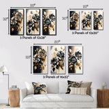 Designart "Blue And Gold Zinnia Flowers I" Floral & Botanical Blue - Gallery Wall Set Of 3 For Home Decor