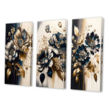 Designart "Blue And Gold Zinnia Flowers I" Floral & Botanical Blue - Gallery Wall Set Of 3 For Home Decor