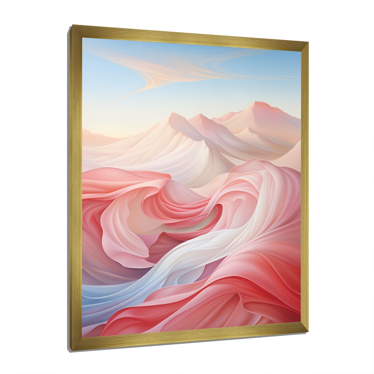 Designart "Blue And Light Pink Abstract Playfulness I" Abstract Shapes Framed Wall Art Prints