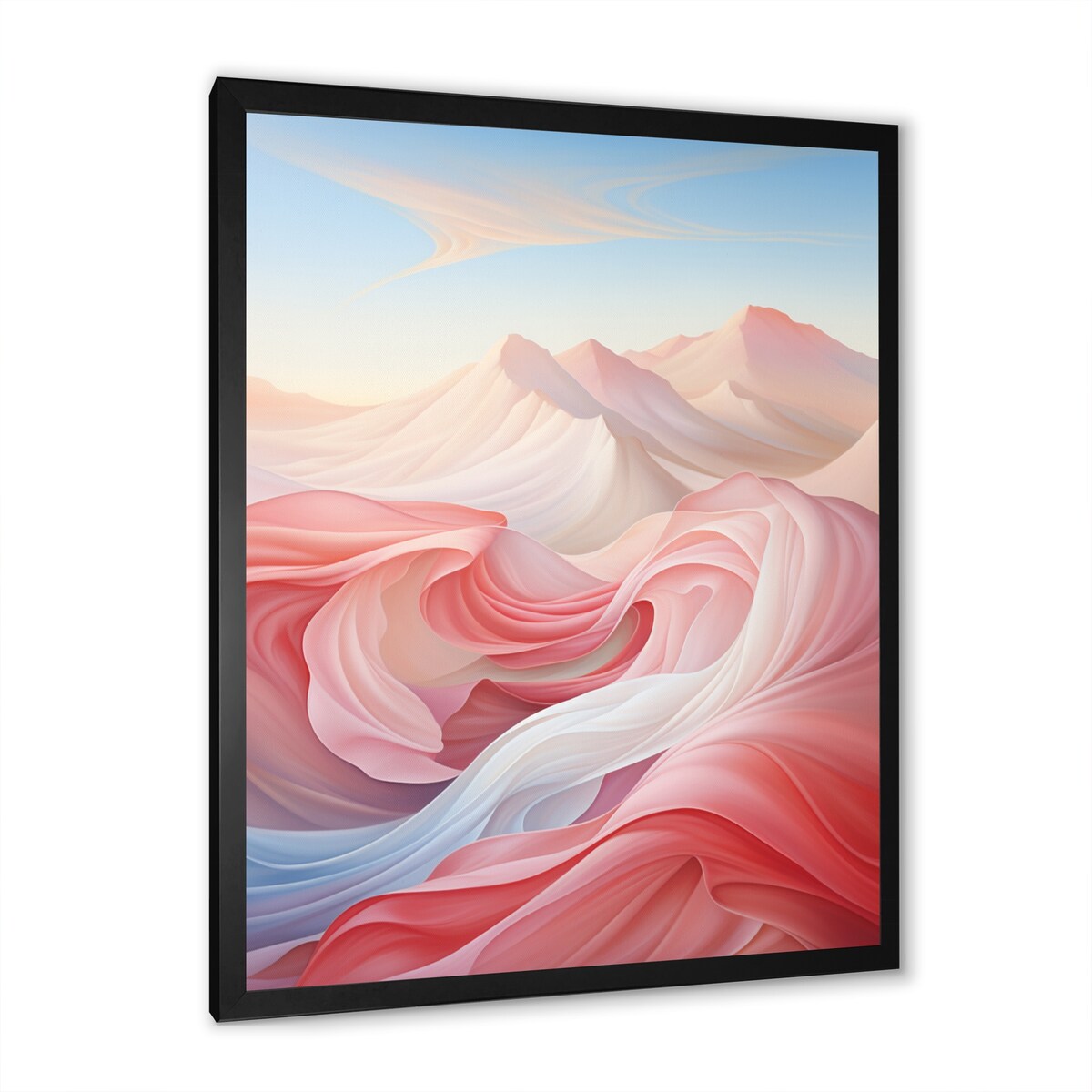 Designart "Blue And Light Pink Abstract Playfulness I" Abstract Shapes Framed Wall Art Prints