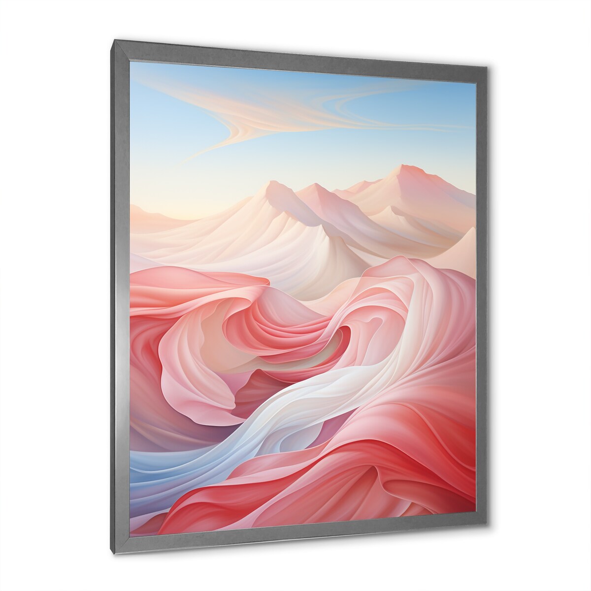 Designart "Blue And Light Pink Abstract Playfulness I" Abstract Shapes Framed Wall Art Prints