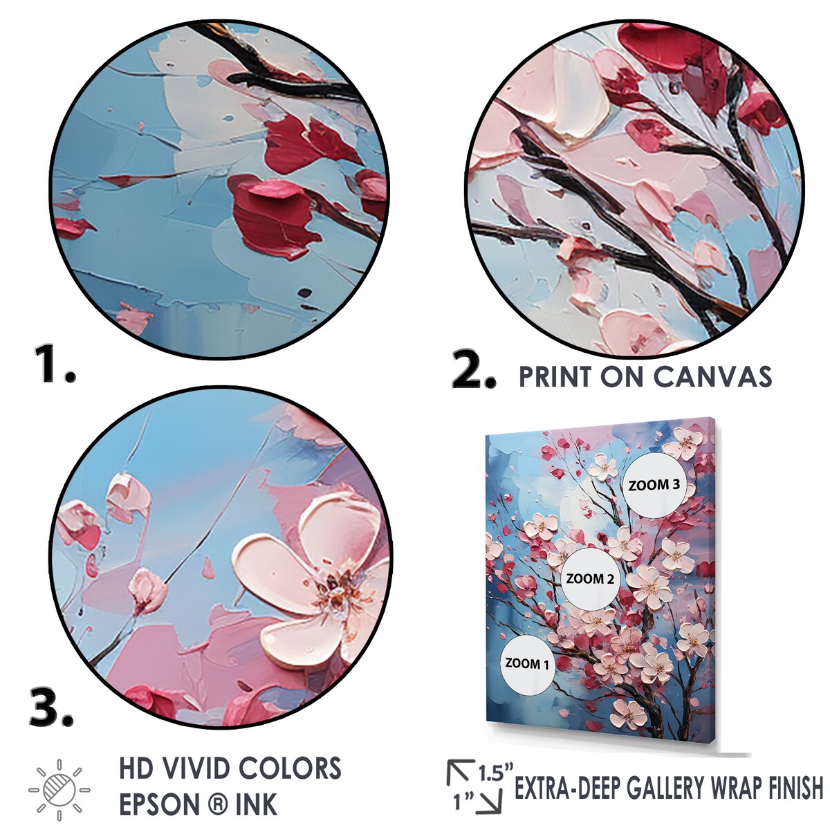 Designart "Blue And Pink Dogwood Blossoms I" Dogwood Wall Art