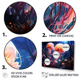Designart "Blue And Pink Jellyfish Dance II" Coastal Coral Under Water Wall Art