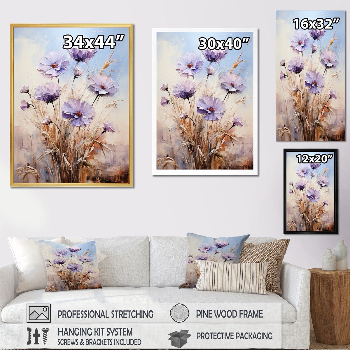 Designart "Blue And Purple Cornflowers Symphony I" Cornflowers Wall Art