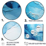 Designart "Blue And White Cool Water Drip I" Drip Painting Framed Wall Art Prints