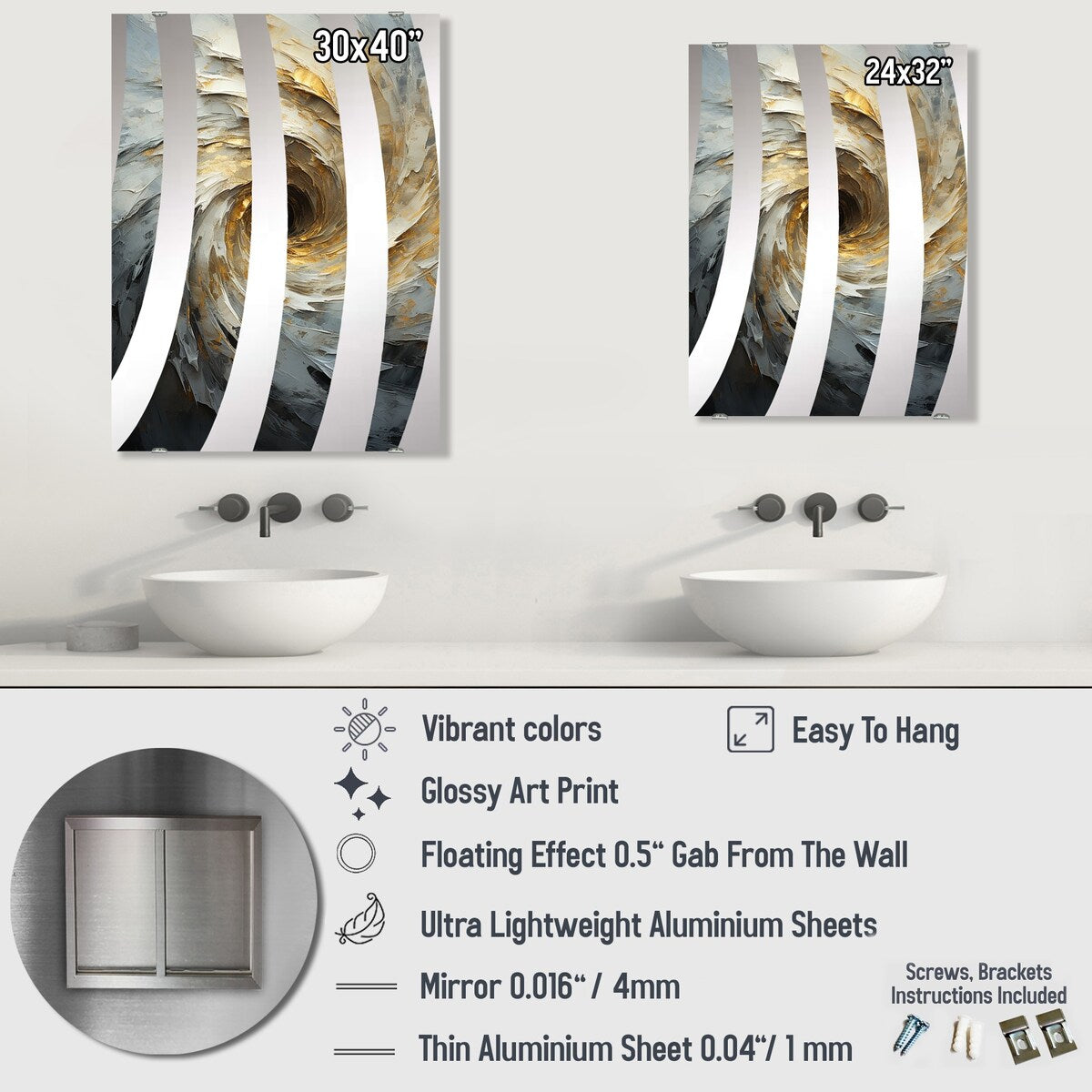 Designart "Blue And White Flowers With Branch" Modern Mirror Blue - Modern Large Wall Mirror For Bathroom