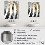 Designart "Blue And White Flowers With Branch" Modern Mirror Blue - Modern Large Wall Mirror For Bathroom