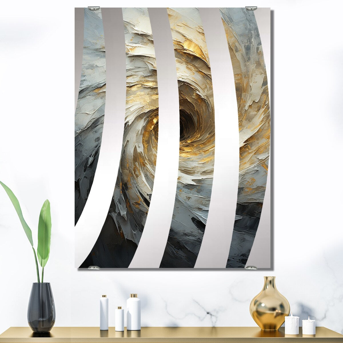 Designart "Blue And White Flowers With Branch" Modern Mirror Blue - Modern Large Wall Mirror For Bathroom
