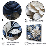 Designart "Blue And White Seasonal Flowers Collage I" Flowers Wall Art
