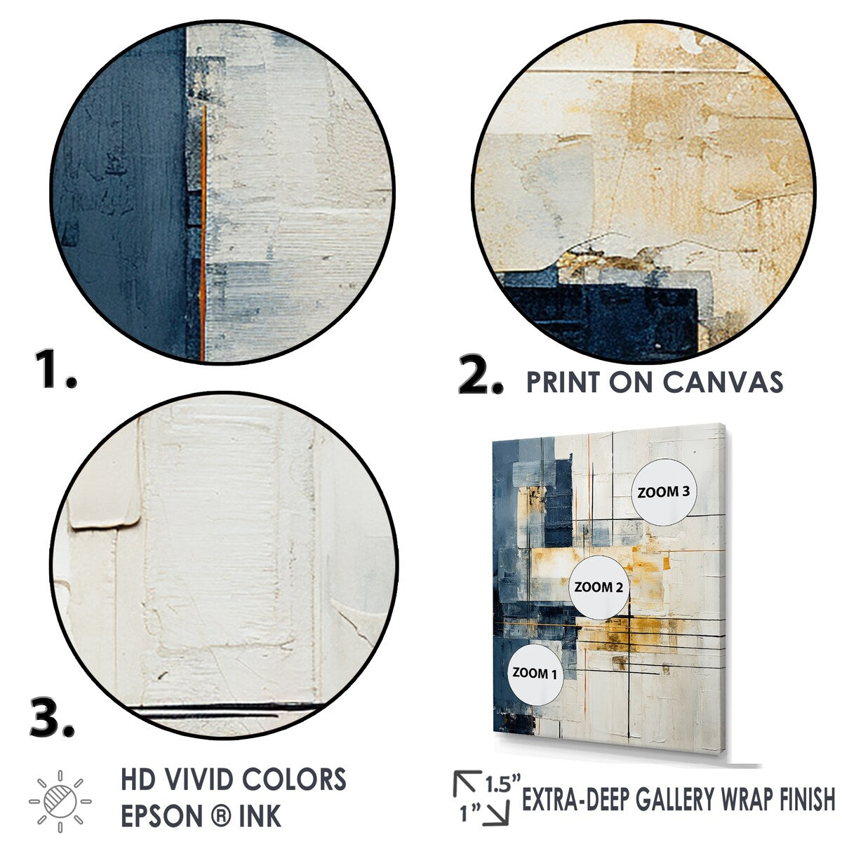 Designart "Blue And White Timeless Minimalism I" Abstract Wall Art