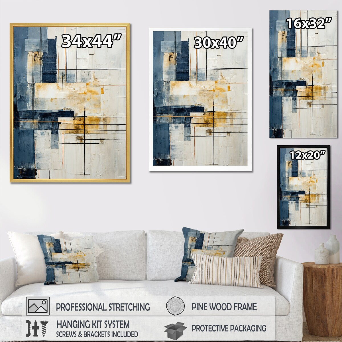 Designart "Blue And White Timeless Minimalism I" Abstract Wall Art