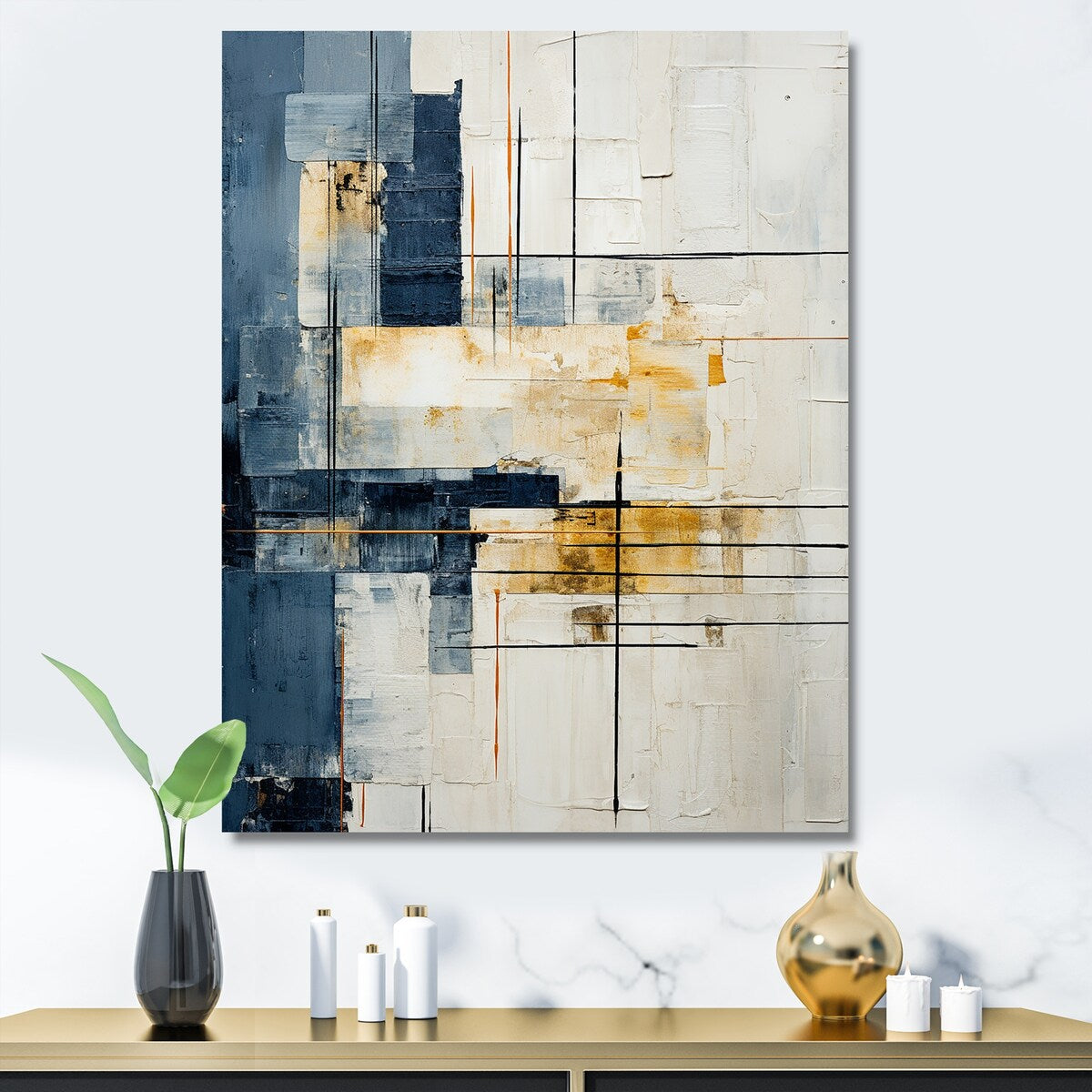 Designart "Blue And White Timeless Minimalism I" Abstract Wall Art