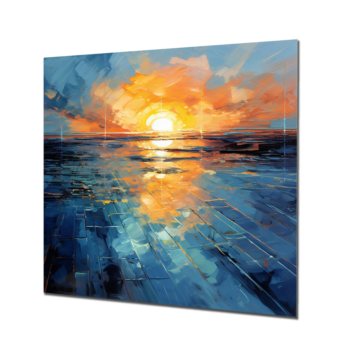 Designart "Blue And Yellow Abstract Solar Panels I" Solar Panels Blue Metal Wall Art - Industrial Metal Art Work