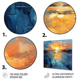 Designart "Blue And Yellow Abstract Solar Panels I" Solar Panels Blue Metal Wall Art - Industrial Metal Art Work