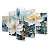 Designart "Blue Botanical Rhythms V" Abstract Botanicals Metal Wall Decor Set