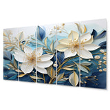 Designart "Blue Botanical Rhythms V" Abstract Botanicals Metal Wall Decor Set