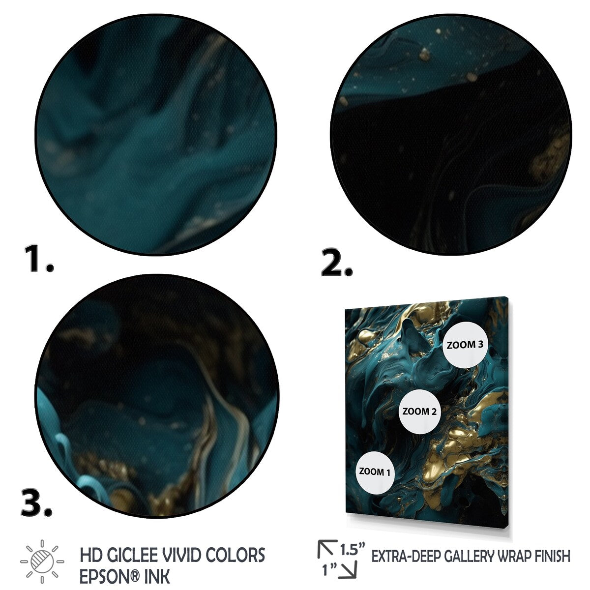 Designart "Blue Captivating Liquid Ink Vi" Abstract Marble Framed Canvas Print