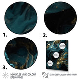 Designart "Blue Captivating Liquid Ink Vi" Abstract Marble Framed Canvas Print