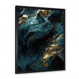 Designart "Blue Captivating Liquid Ink Vi" Abstract Marble Framed Canvas Print