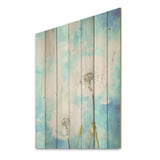 Designart "Blue Dandelion Dreams I" Dandelion Wood Wall Decor - Traditional Blue Wood Panel On Natural Pine Wood