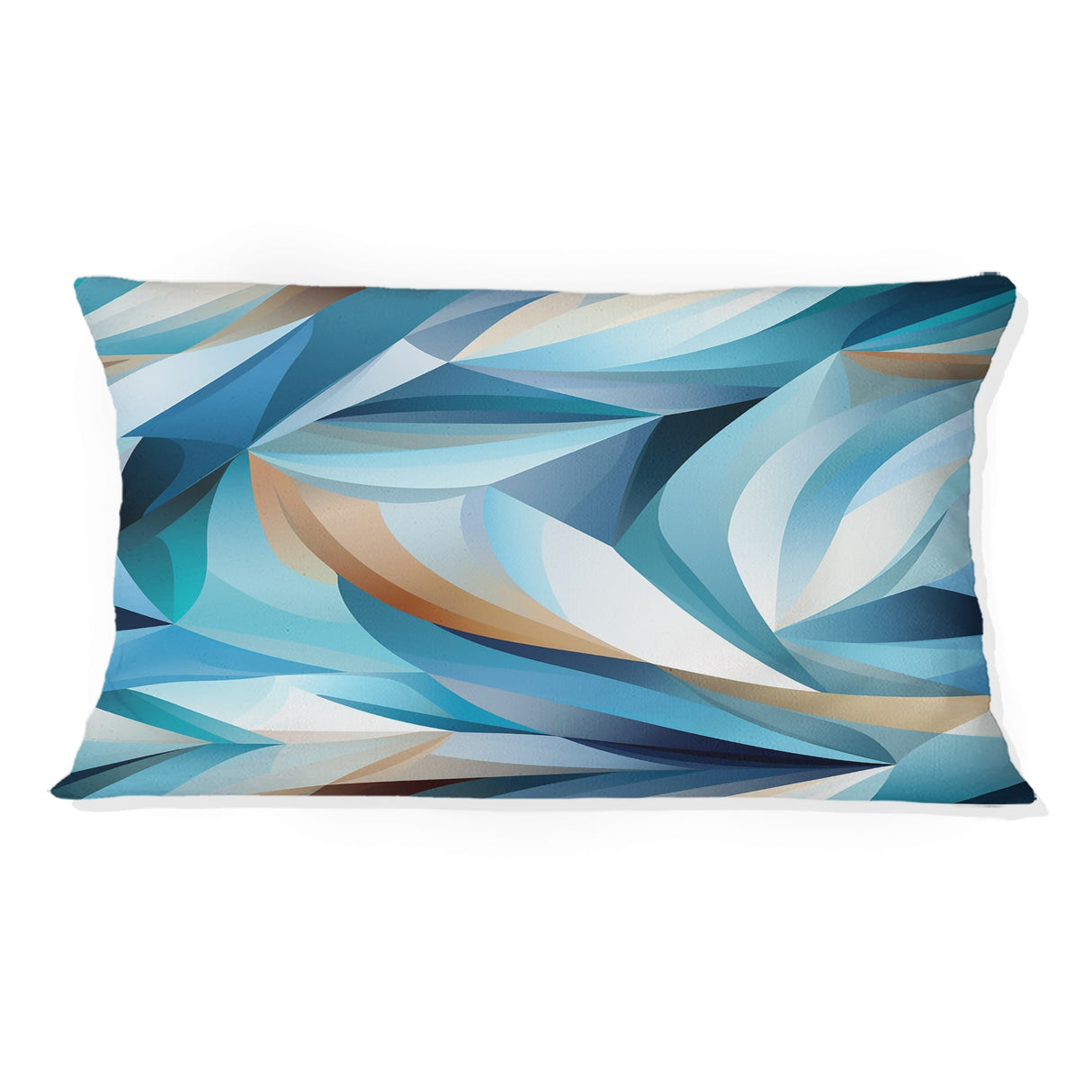 Designart "Blue Geometric Wave Tranquility I" Geometric Printed Throw Pillow