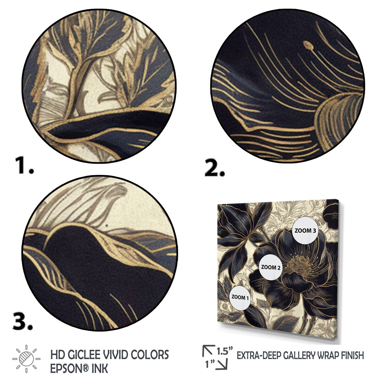 Designart "Blue Gold Carnation Flower I" Floral Carnation Canvas Prints