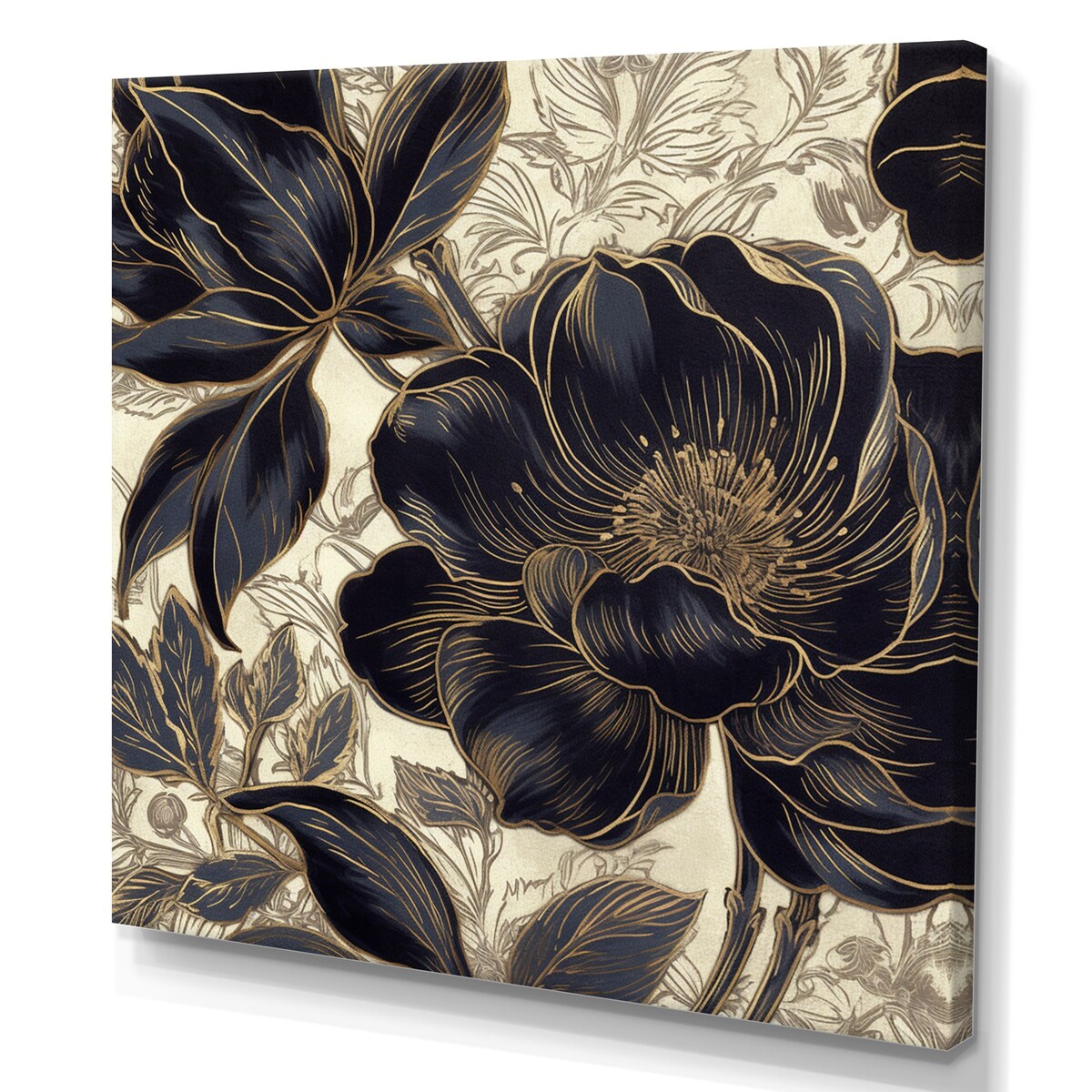 Designart "Blue Gold Carnation Flower I" Floral Carnation Canvas Prints