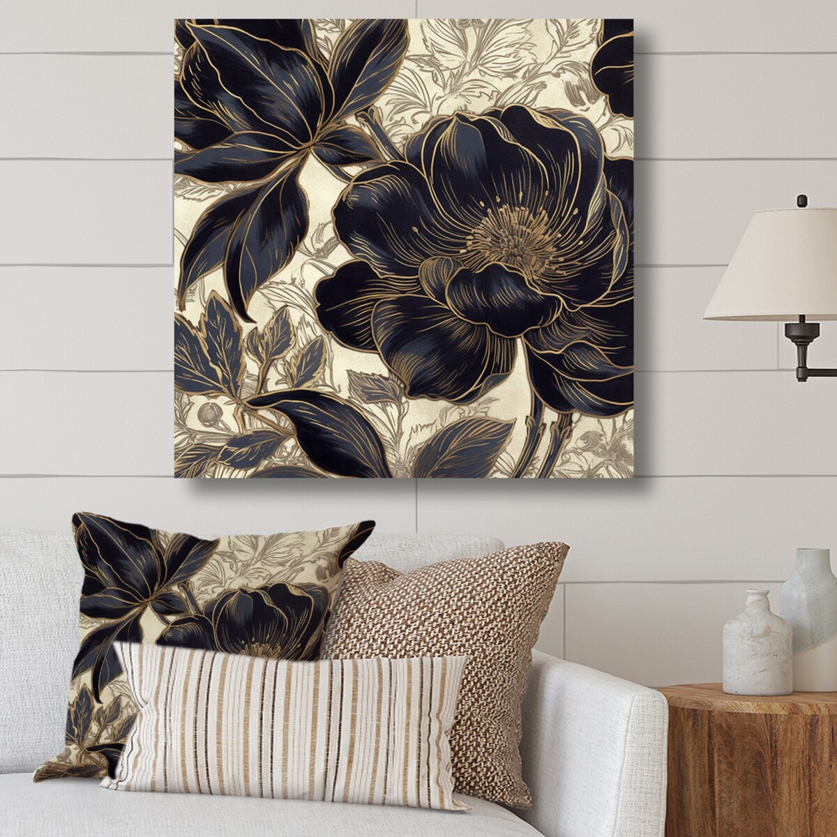 Designart "Blue Gold Carnation Flower I" Floral Carnation Canvas Prints