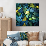 Designart "Blue Green Window Tides I" Abstract Collages Metal Wall Art - Blue Metal Wall Décor Modern Metal Art Work