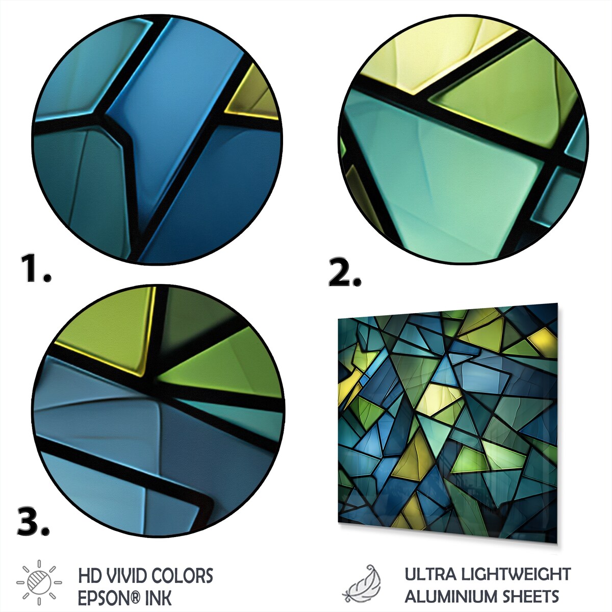 Designart "Blue Green Window Tides I" Abstract Collages Metal Wall Art - Blue Metal Wall Décor Modern Metal Art Work