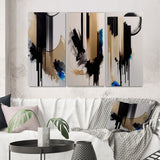 Designart "Blue Minimalist Abstract I" Abstract Wall Art Set Of 3 - Modern Canvas Set For Living Room Decor