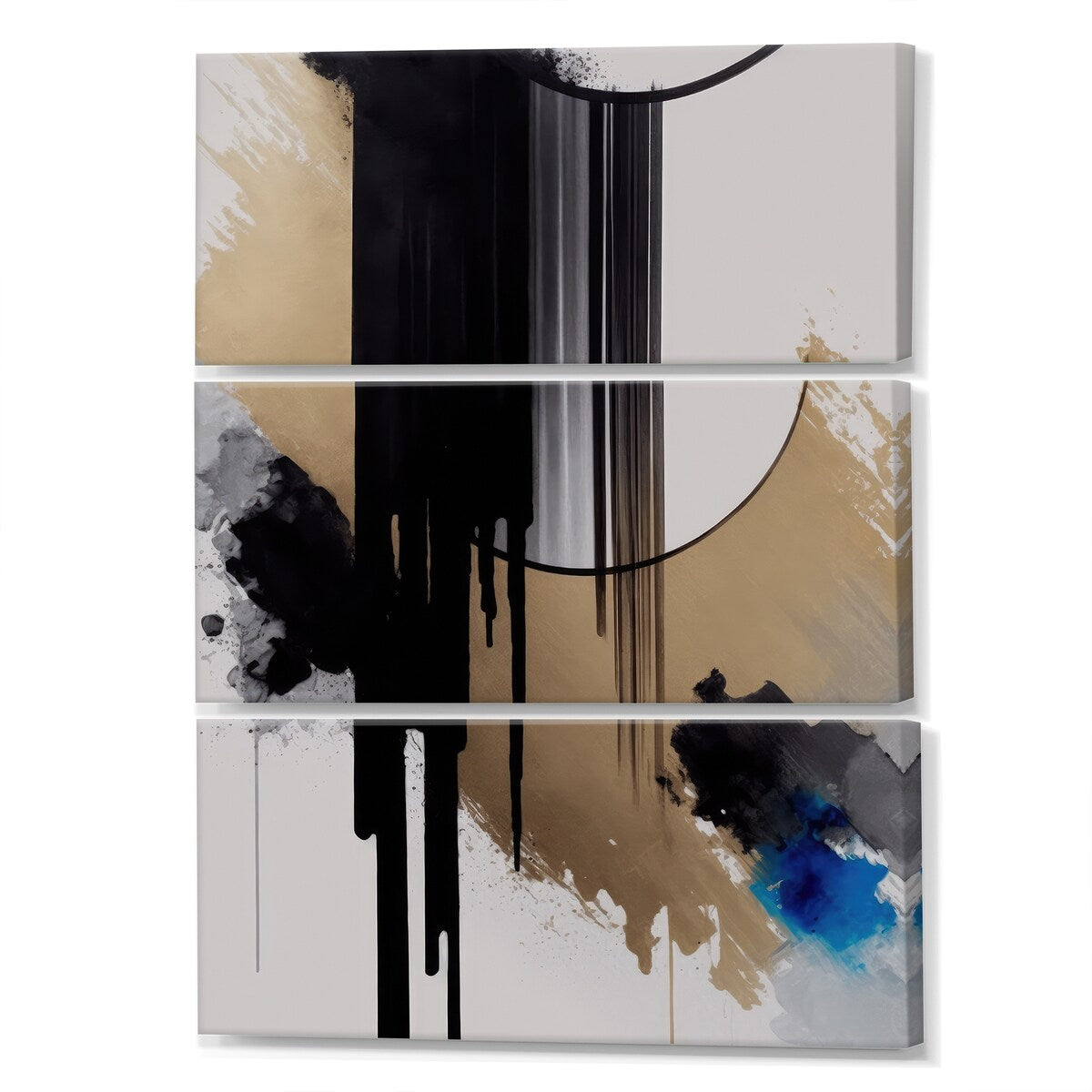 Designart "Blue Minimalist Abstract I" Modern Spiral Canvas Art Print - 3 Panels