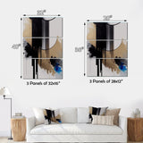 Designart "Blue Minimalist Abstract I" Modern Spiral Canvas Art Print - 3 Panels