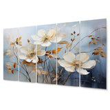 Designart "Blue Muted Botanicals I" Abstract Botanicals Metal Wall Art Set