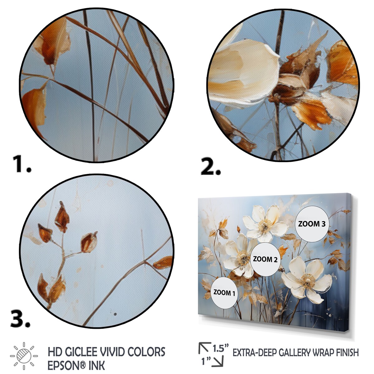 Designart "Blue Muted Botanicals I" Abstract Botanicals Metal Wall Art Set